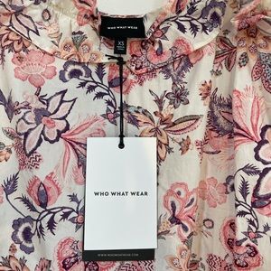 Who What Wear Women's Dress Tea Party Blooms Floral Midi Pockets Extra Small 7